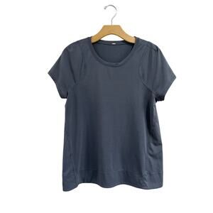 Lululemon Athletic Tech Tee Shirt Blue Gray Crew Neck Activewear Size 6/8